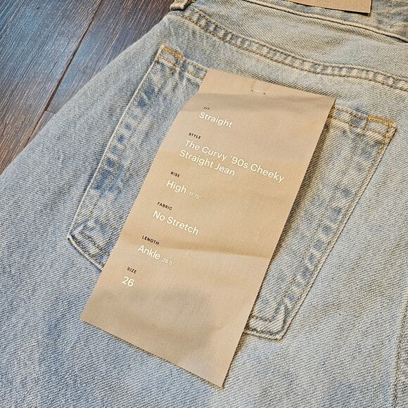 Everlane Jeans Curvy 90s Cheeky Straight Organic Cotton Light Blue Jean 26 NWT - Picture 9 of 11